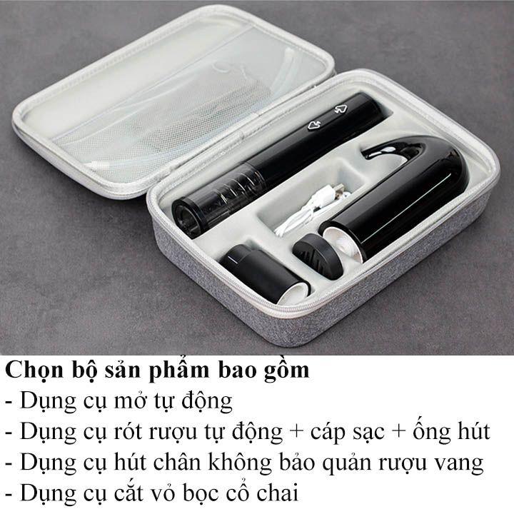 Bộ Dụng Cụ Mở Rượu Và Rót Rượu Vang Tự Động 4 Trong 1 Chuyên Nghiệp