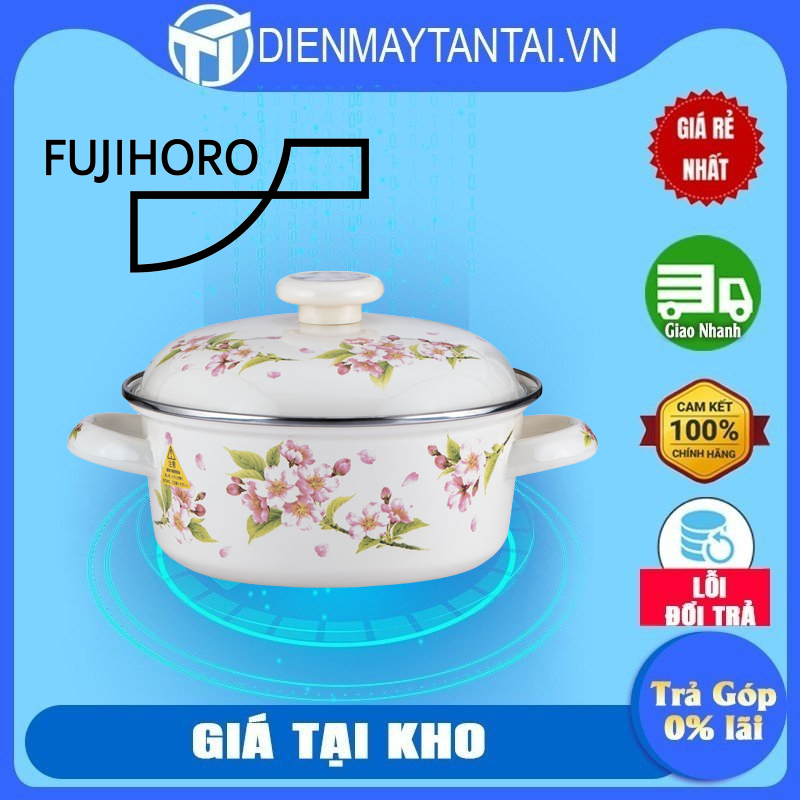 Nồi tráng men FUJIHORO 18cm, 1.8L  SYM-12, Sử dụng bếp từ