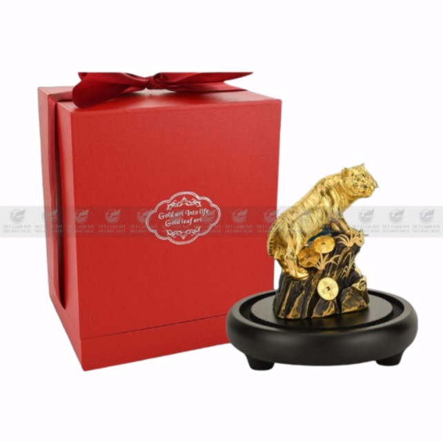 Tượng hổ dát vàng 24k MT Gold Art- Hàng chính hãng, trang trí nhà cửa, phòng làm việc, quà tặng sếp, đối tác, khách hàng, tân gia, khai trương