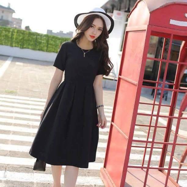 Đầm xòe xếp ly ngắn tay phong cách Hàn Quốc. - DX48