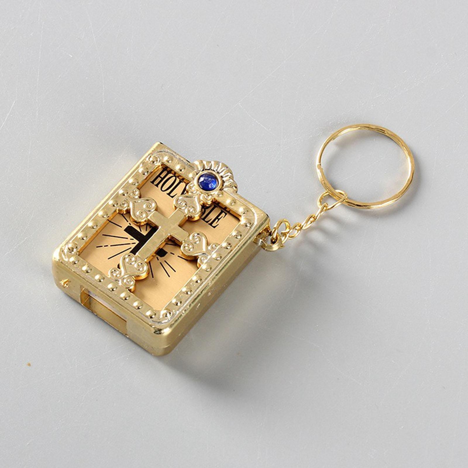 Mini Holy Bible Miniature Pendant Keyring Key Chain Keychain Novelty Golden