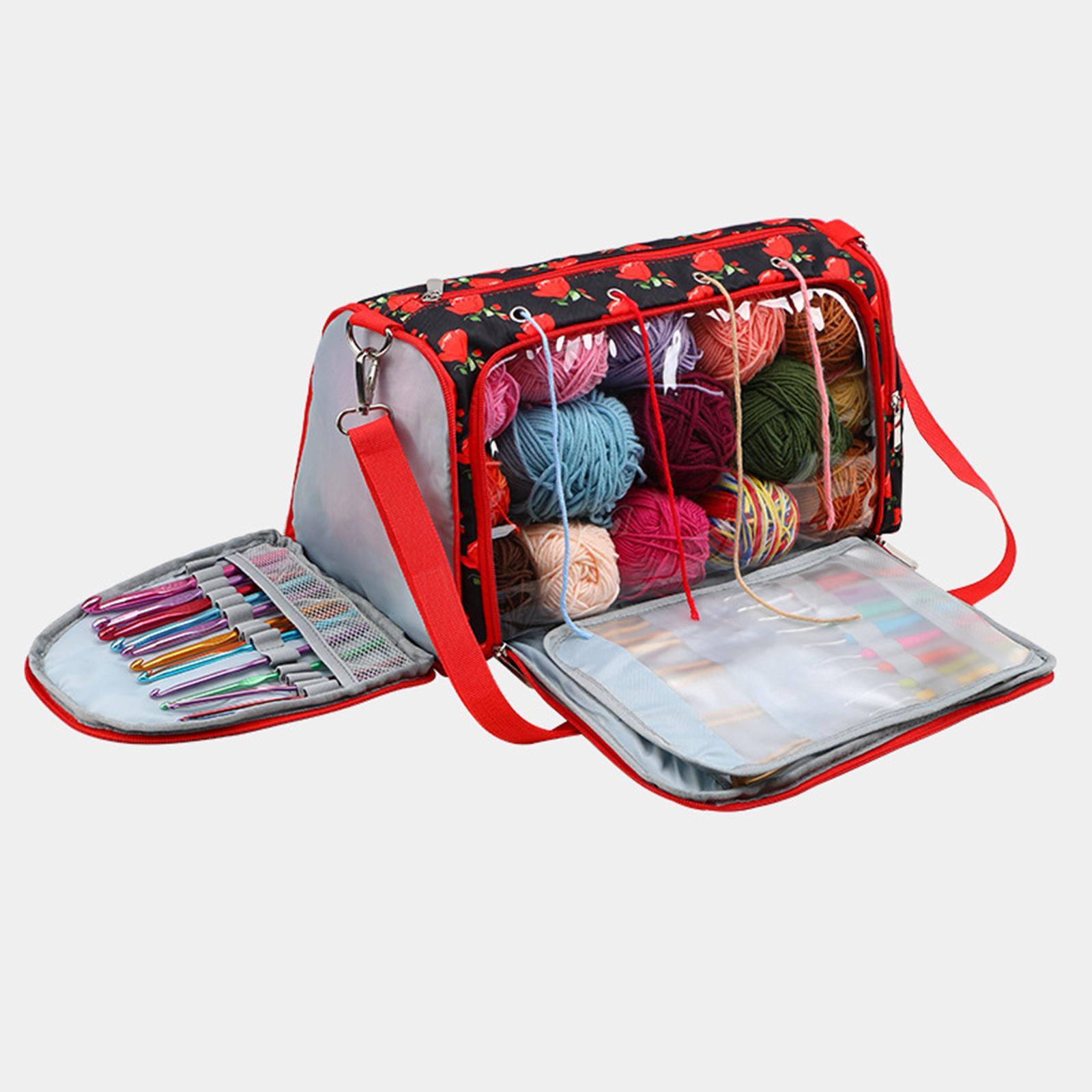 Crochet Tool Storage Bag Yarn Storage Bag Rose Pattern Crochet Bag Organizer