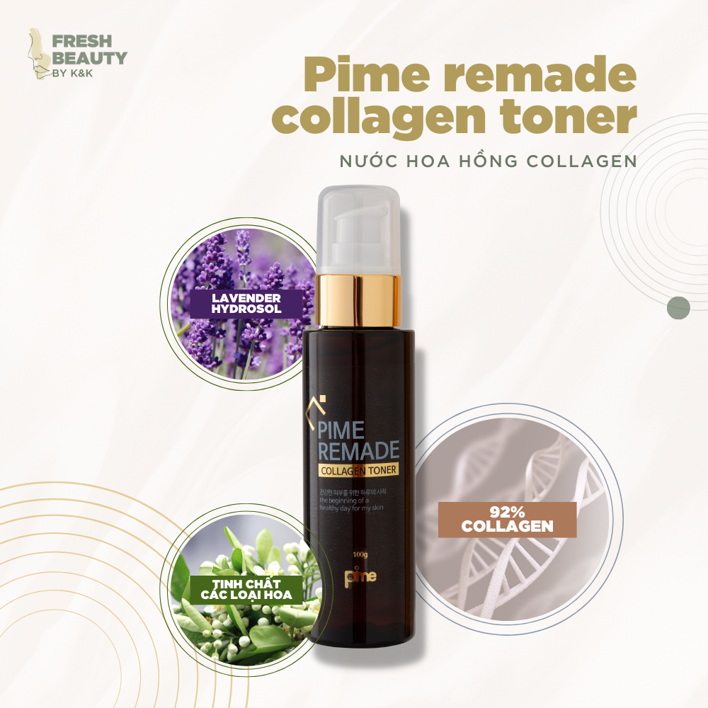 Nước hoa hồng Pime Remade Collagen Toner 100g tái tạo, làm sáng da, giảm mụn