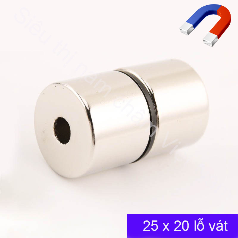Nam châm 25x20mm lỗ vát viên hình tròn đất hiêm siêu mạnh