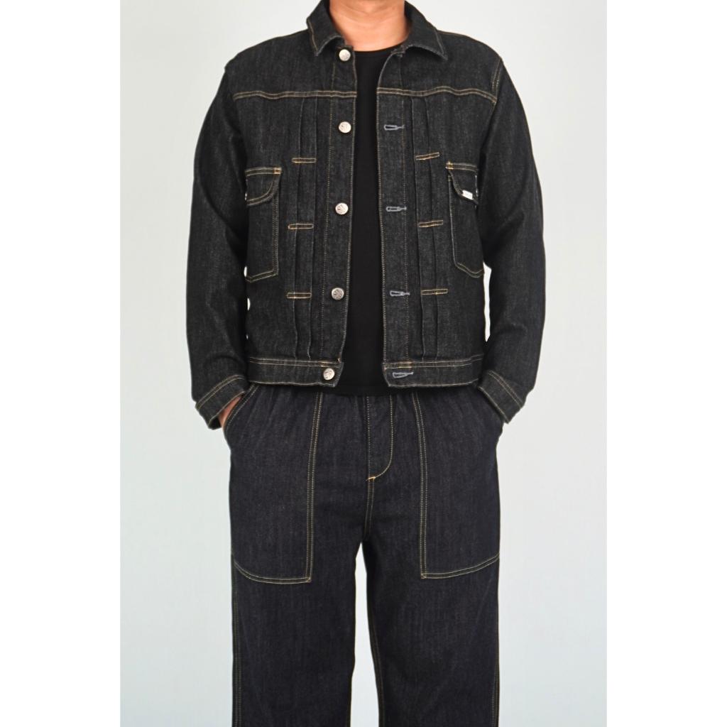 Áo Khoác jean denim, Áo Khoác bò Basic Xếp Ly JK3_ Unisex màu xanh và đen trơn basic dáng suông phong cách | Samma Jeans