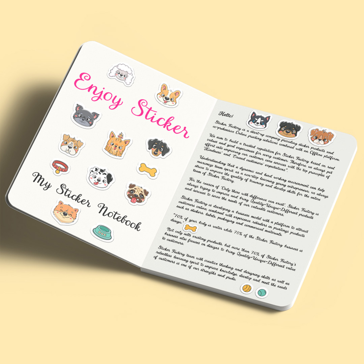 ES06 Cute Dog Enjoy sticker sheet hình dán chống thấm nước Made in Vietnam Sticker Factory