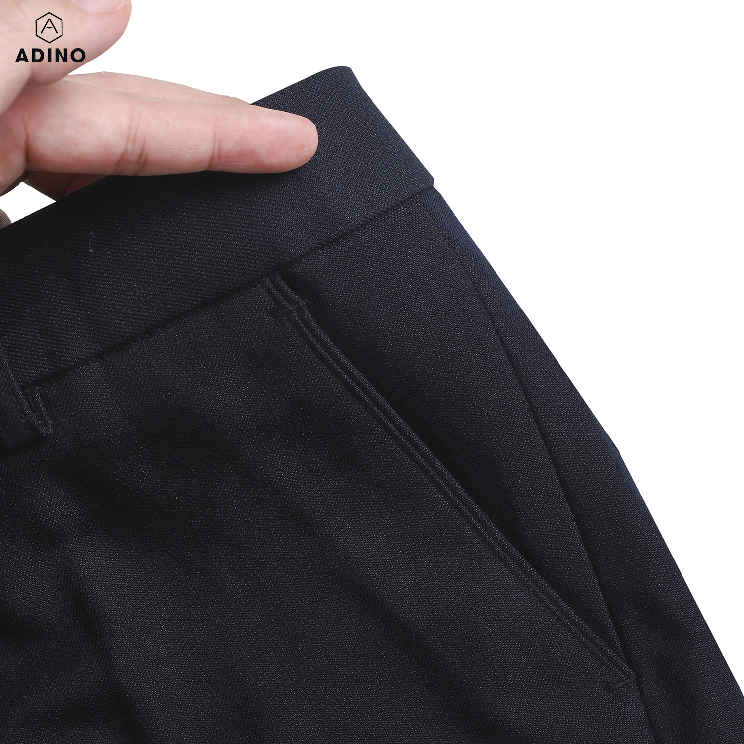 Quần tây âu công sở nam ADINO màu xanh đen vải cotton dày không bai không xù co giãn nhẹ dáng công sở slimfit ống đứng hơi côn QA79