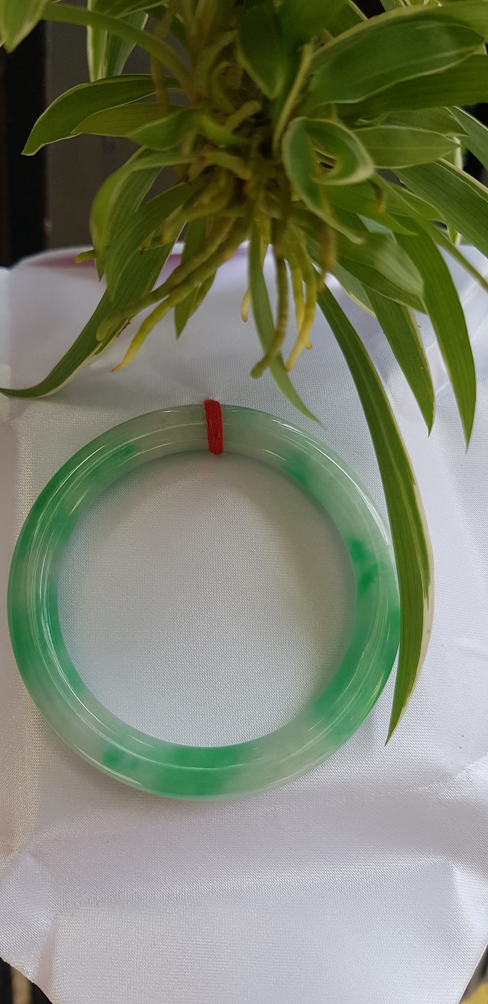 Vòng tay nữ đá Cẩm Thạch tự nhiên mới TR LÝ IC 54mm x chột to 9mm vòng màu trắng xanh lý đẹp nữ 52kg - 56kg đeo ạ