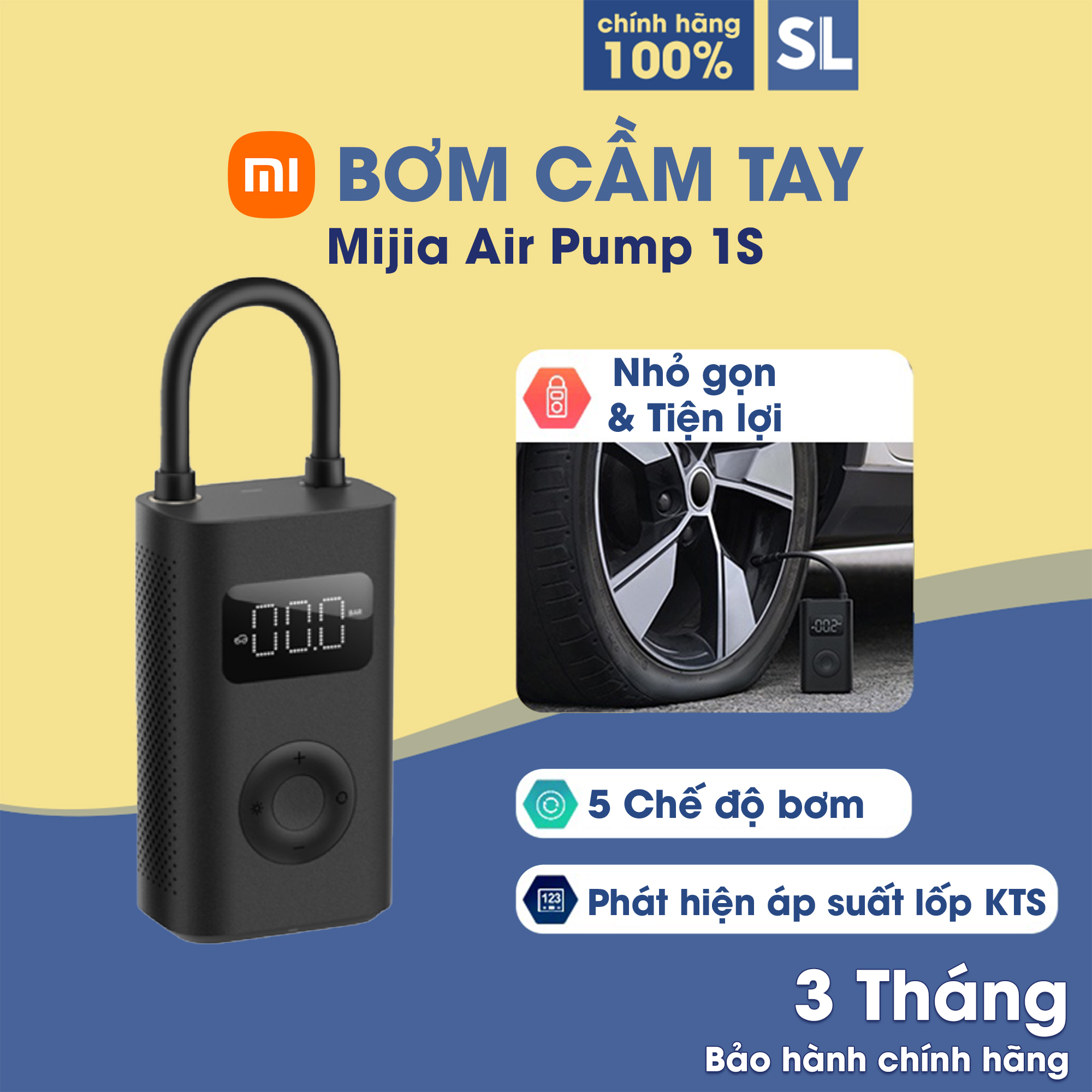 Bơm lốp ô tô Xiaomi Mijia Bicycle Pump MJCQB04QJ - Bơm điện cầm tay MIJIA Air Pump 1S