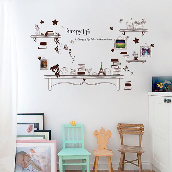 Decal Dán Tường Trang Trí Nhà Cửa Sáng Tạo Tranh Kệ Sách 3D DKN049