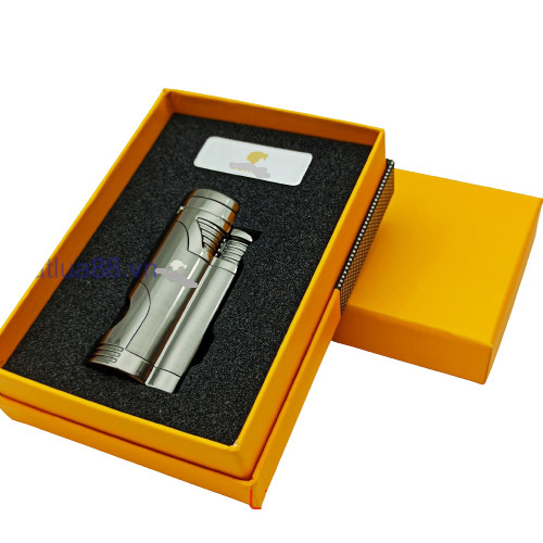 Hộp quẹt Bật Lửa Khò 2 tia nhiều mầu dùng gas cao cấp, lửa bền bỉ K2-07