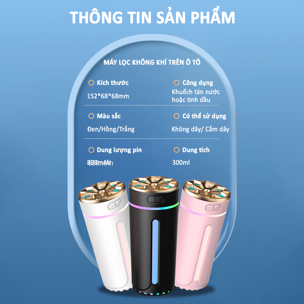 Máy lọc không khí trên ô tô máy phun sương công nghệ AI - D1676