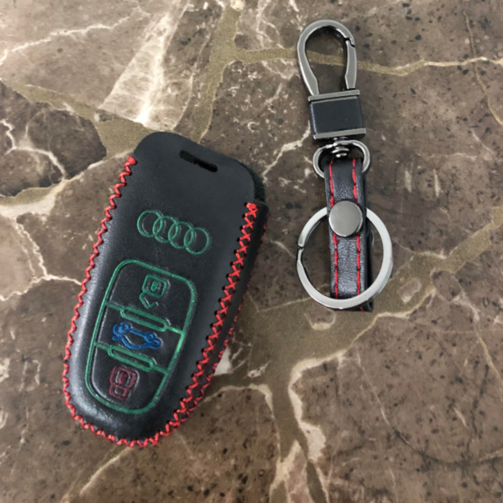 Bao da bọc chìa khóa da thật phản quang cao cấp Audi