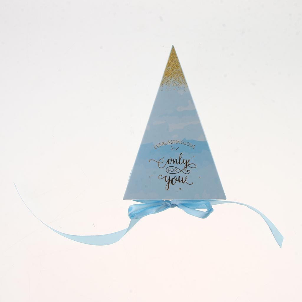 10 Pieces Triangle Design Candy Boxes Gift Boxes Wedding Favors Blue
