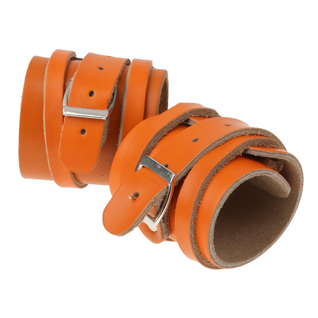 1 Pair Leather Weightlifting Wrist Support Adjustable Training Wrist Wraps