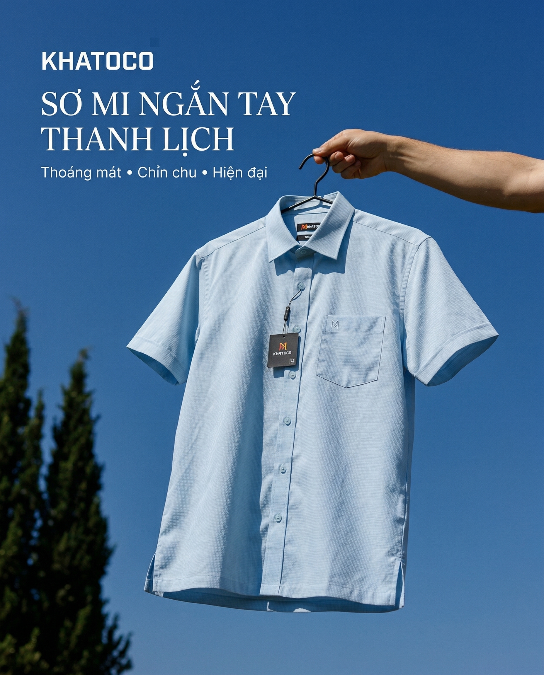 Áo sơ mi tay ngắn nam Khatoco sale 374k, giá tem 468k (Size S,XL)