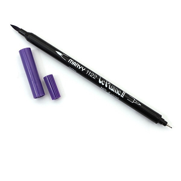 Bút lông hai đầu màu nước Marvy LePlume II 1122 - Brush/ Extra fine tip - Violet (8)