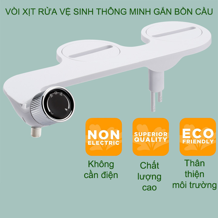 Vòi xịt nước vệ sinh thông minh gắn bồn cầu, loại 2 đầu xịt, kèm phụ kiện (X2T)