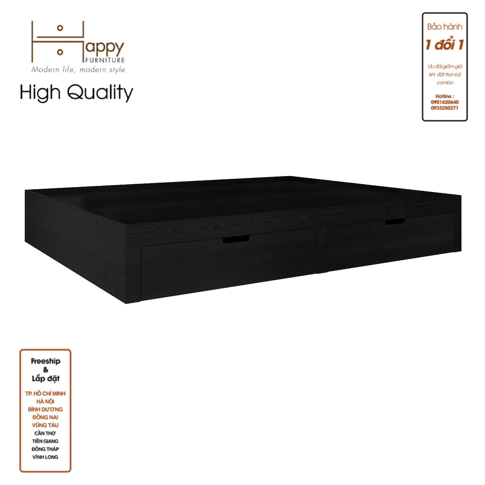 [Happy Home Furniture] MOLLY , Giường ngủ 2 ngăn kéo GNG_106, GNG_107, GNG_108, GNG_109