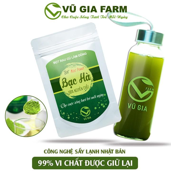 Bột Bạc Hà Sấy Lạnh Nguyên Chất Vũ Gia (50g/ túi) + Tặng Chai Thủy Tinh Đựng Nước Ép Có Dây Treo 300ml