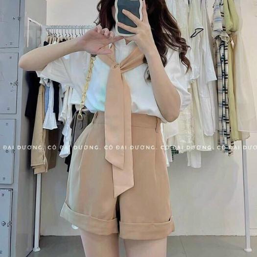Áo kiểu,áo sơ mi, sơ mi kèm khăn cavat chất áo thoải mái dày dặn Trendy Clothing