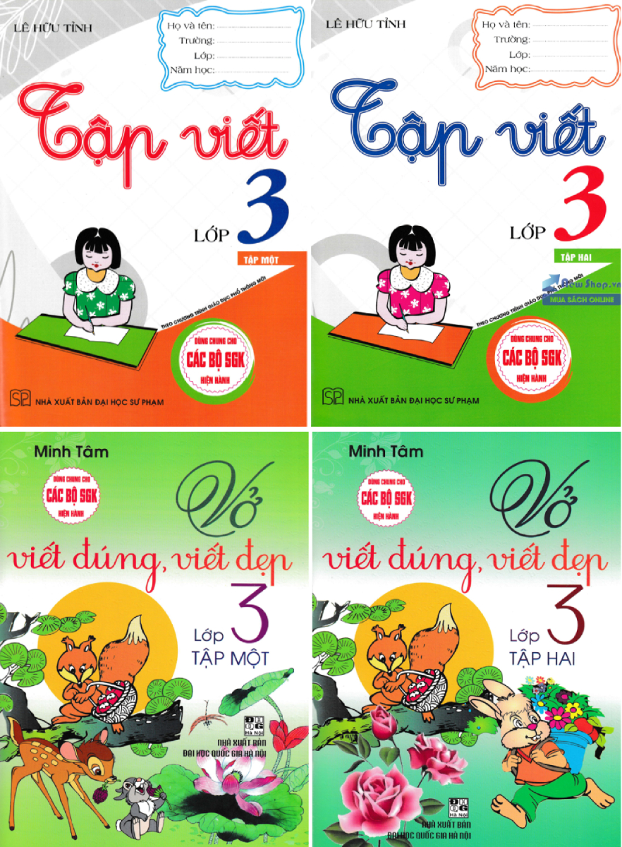 Sách tham khảo- Combo Tập Viết + Vở Viết Đúng, Viết Đẹp Lớp 3 (Dùng Chung Cho Các Bộ SGK Hiện Hành) (Bộ 4 Cuốn)_HA