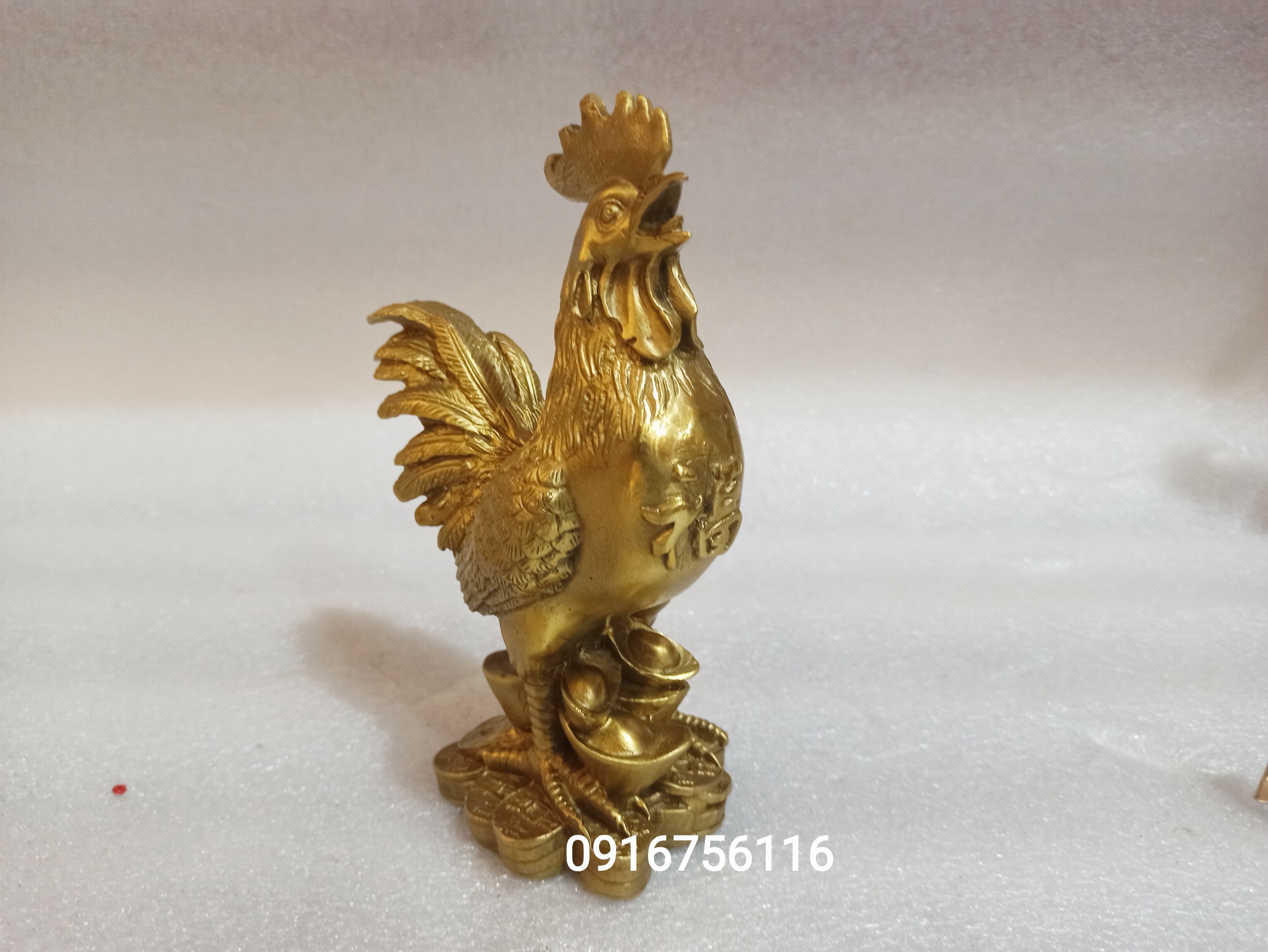 Tượng Gà Trống Bằng Đồng Thau cao 20cm-Linh vật phong thủy