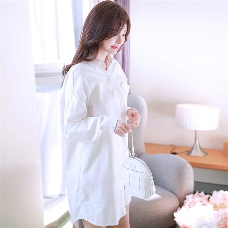 Áo Sơ Mi Trắng Nữ Form Rộng YURITA Vạt Bầu Dáng Dài Phong Cách Hàn Quốc Ulzzang Vintage