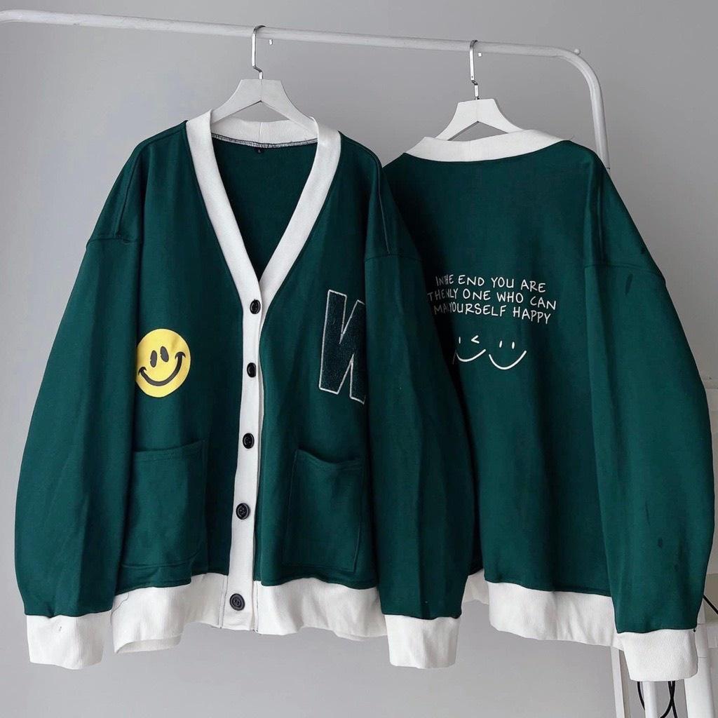 Áo Khoác Cardigan W Xanh Mặt Cười Ulzzang