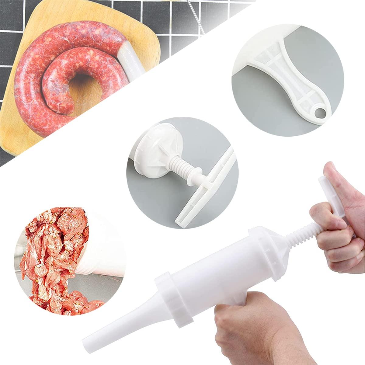 Máy làm đầy muối, xúc xích đẩy, phễu làm đầy xúc xích, ống làm đầy, máy xúc xích, với 2 phễu thịt băm nhỏ, làm xúc xích