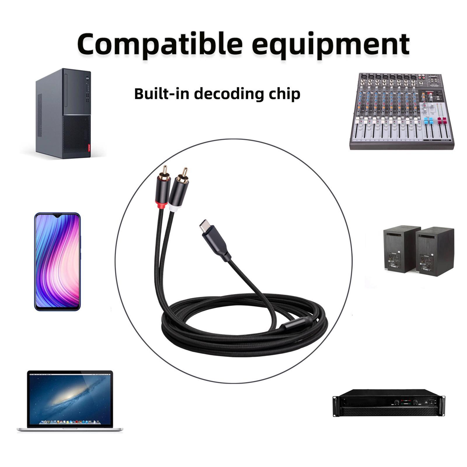 Type C to Dual Cable Audio for Audio Equipment Phones Recorders 1M
