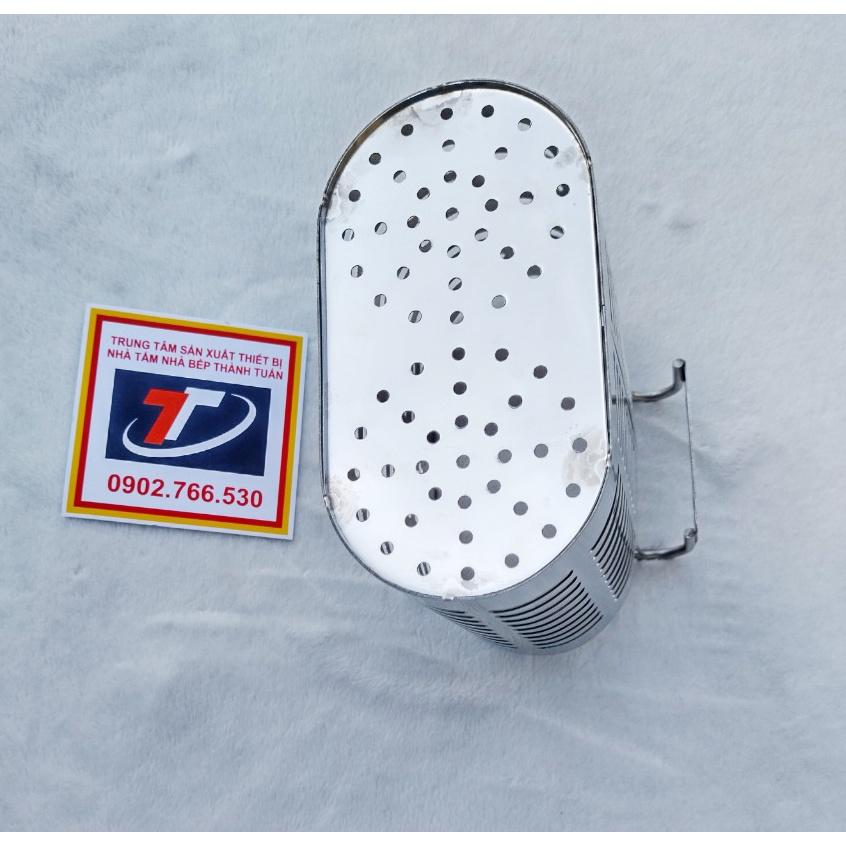 Ống đũa đôi hình oval inox SUS 304 có 2 ngăn tiện lợi, TT-049