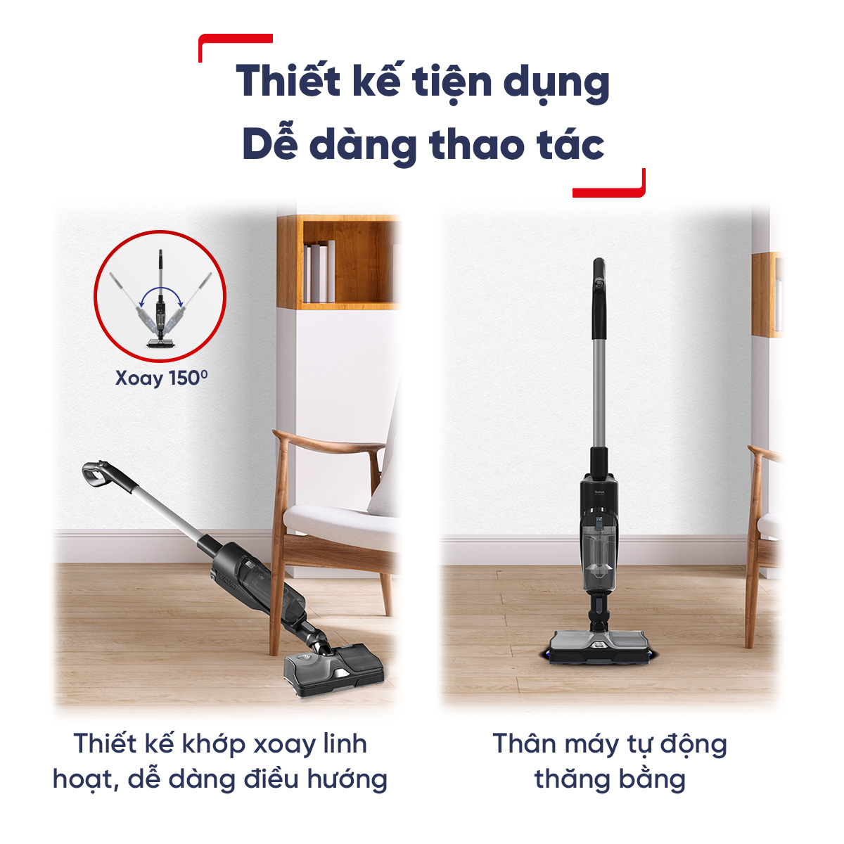 Máy hút bụi & lau sàn không dây Tefal X-Combo GF3039KO - Hàng chính hãng