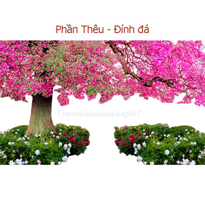 Tranh đính đá - Tranh thêu chữ thập Phong cảnh con đường tình yêu 100*60cm - tự thêu