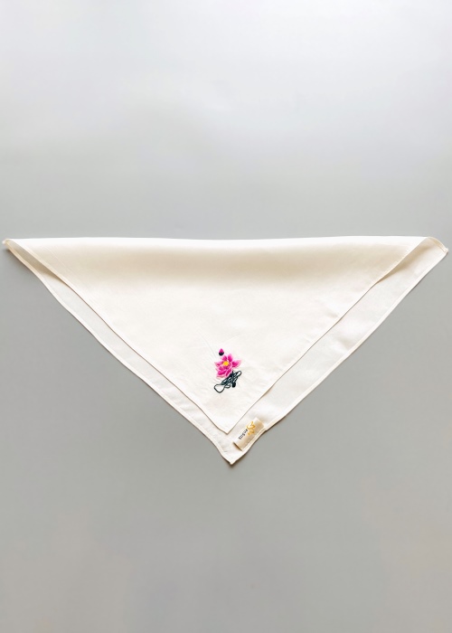 Khăn Tay Lụa Thêu Hoa Sen - SenSilk Lotus Hand-Embroidered Handkerchief