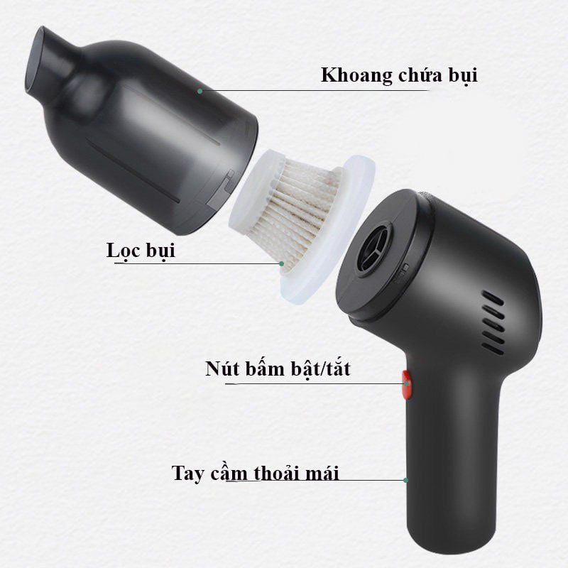 Máy hút bụi cầm tay mini SUITU LB-067C hút bụi giường, ô tô lực hút 9000PA hàng chính hãng MHB01