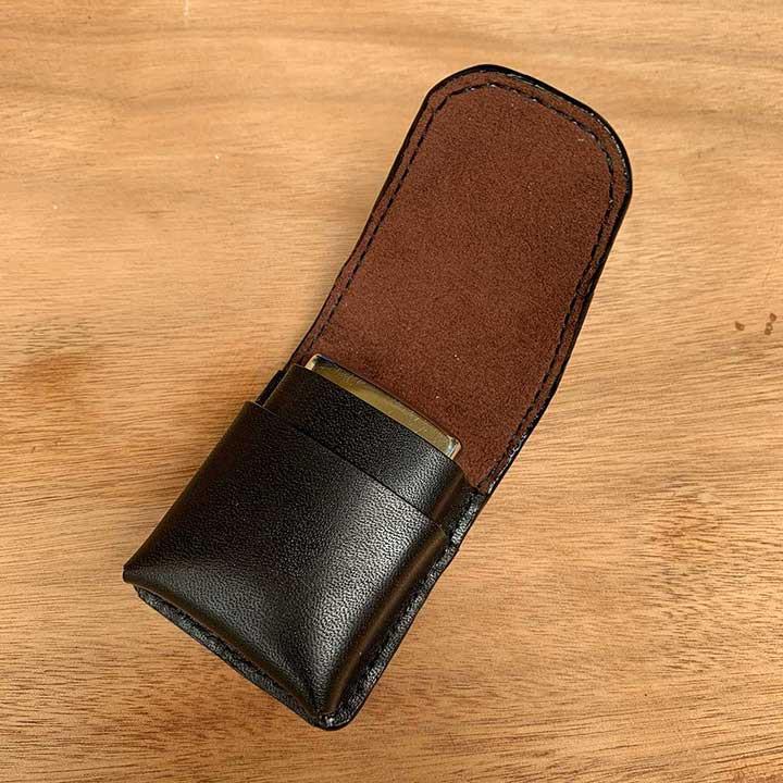 Bao da ZIPPO- đồ da thủ công - màu đen DT403