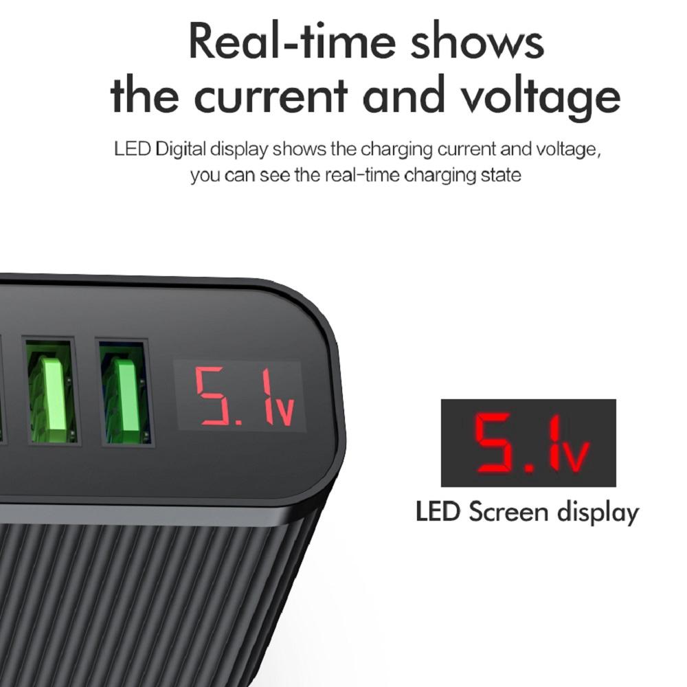 Cốc sạc nhanh với 3 cổng USB 5V 3A phích cắm EU có thể sử dụng tại nhà và mang theo du lịch