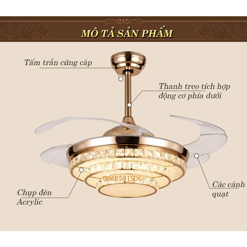 Quạt trần đèn dấu cánh, quạt đèn trang trí cánh xếp G28- quạt cánh cụp cánh xòe 3 chế độ sáng,điều khiển từ xa