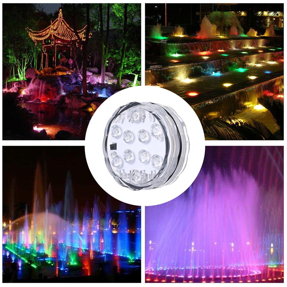 10 LED Submersible Light Underwater Waterproof Light Multicolor Aquarium Diving Light Remote  control Underwater Lamp
