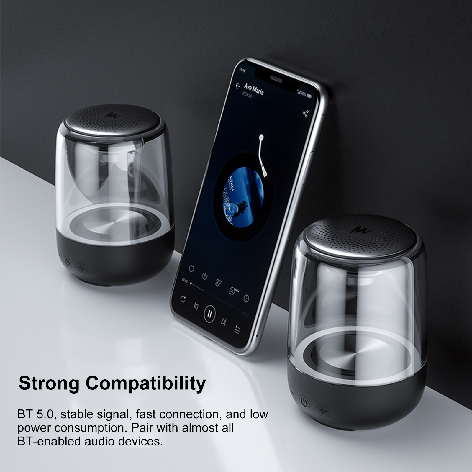 Loa Kết Nối TWS Thẻ TF C7 Mini Không Dây Bluetooth 5.0 Với Đèn LED Trong Suốt