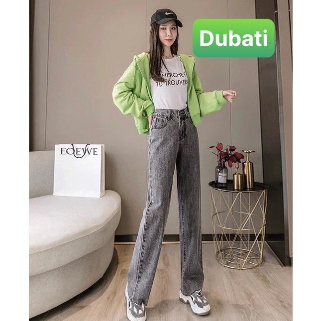 QUẦN BAGGY JEAN NỮ CHẤT BÒ ĐEN XÁM XANH ỐNG SUÔNG RỘNG DÀI LƯNG CAO NÂNG MÔNG PHONG CÁCH CAO CẤP MỚI - DUBATI FASHION