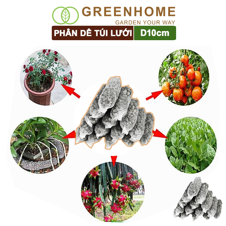 Phân dê đã qua xử lý, túi lưới dài 10cm, không mùi, kích rễ, kích hoa phong Lan, hoa hồng |Greenhome