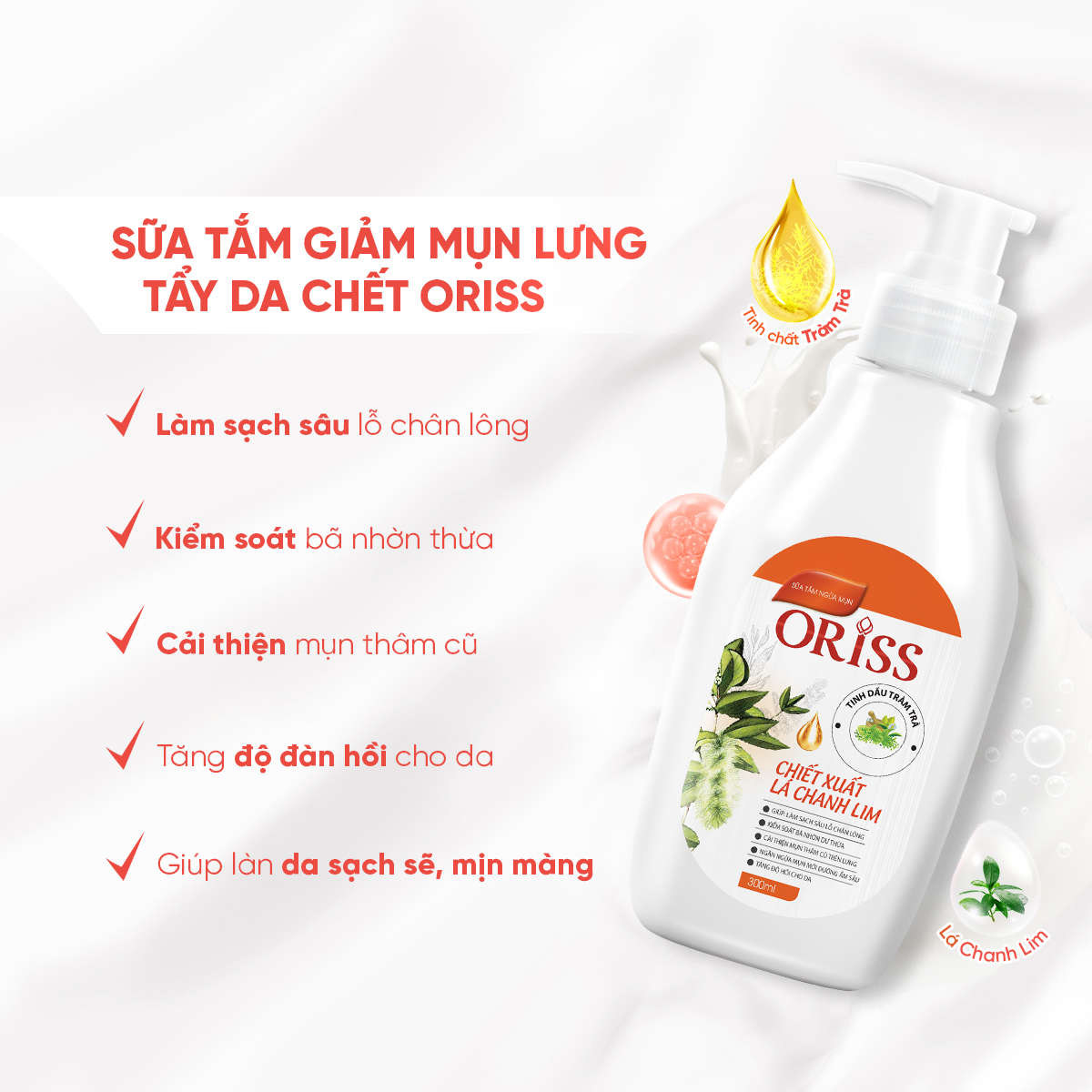 Sữa Tắm Giảm Mụn Lưng Oriss Làm Mờ Vết Thâm, Sẹo Mụn Chai 300ml