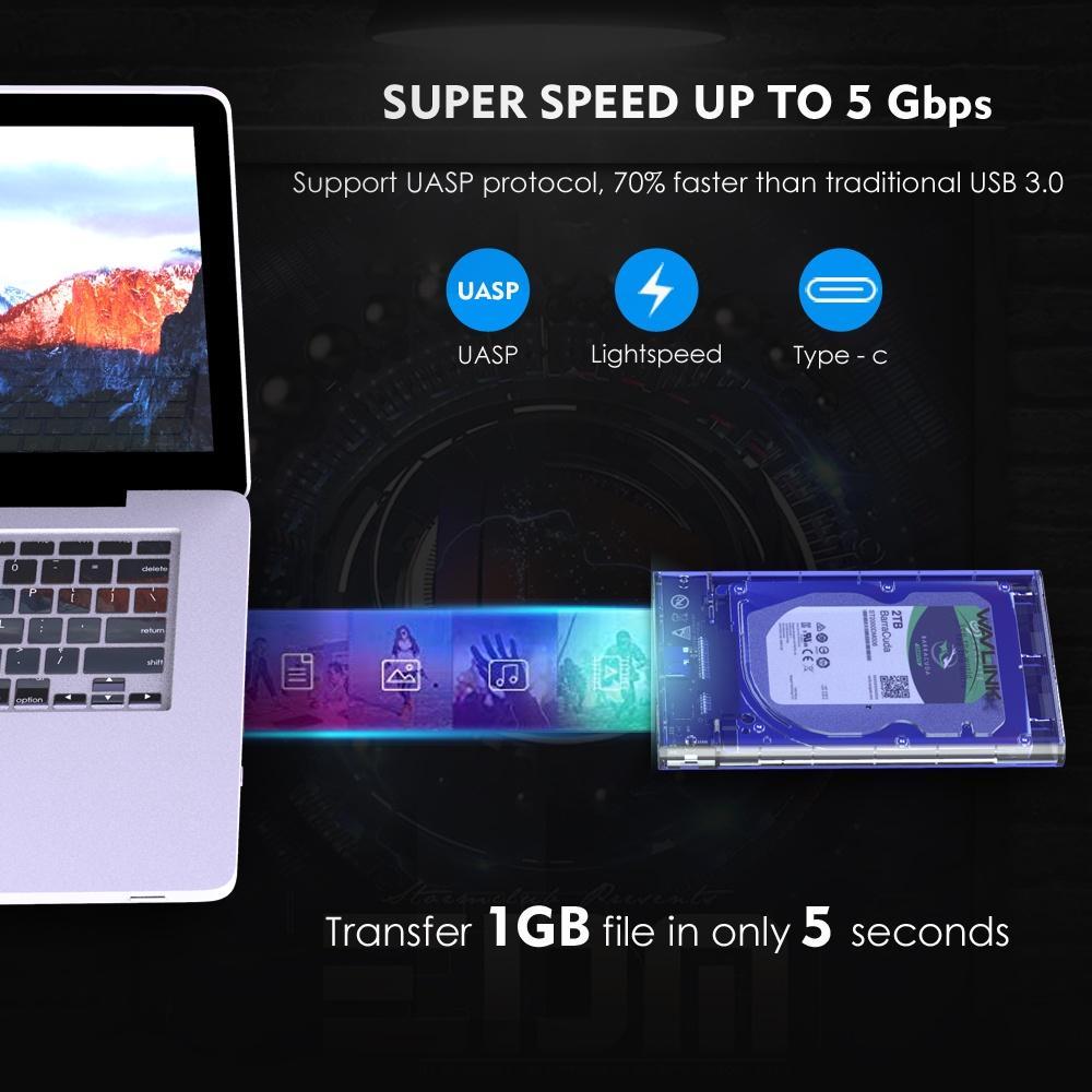 SAMSUNG Wavlink Hộp Đựng Ổ Cứng Ngoài Usb 3.0 SATA III 2.5 "Tối Đa Cho 7mm / 9.5mm 2.5 Inch HDD / SSD Max 4TB