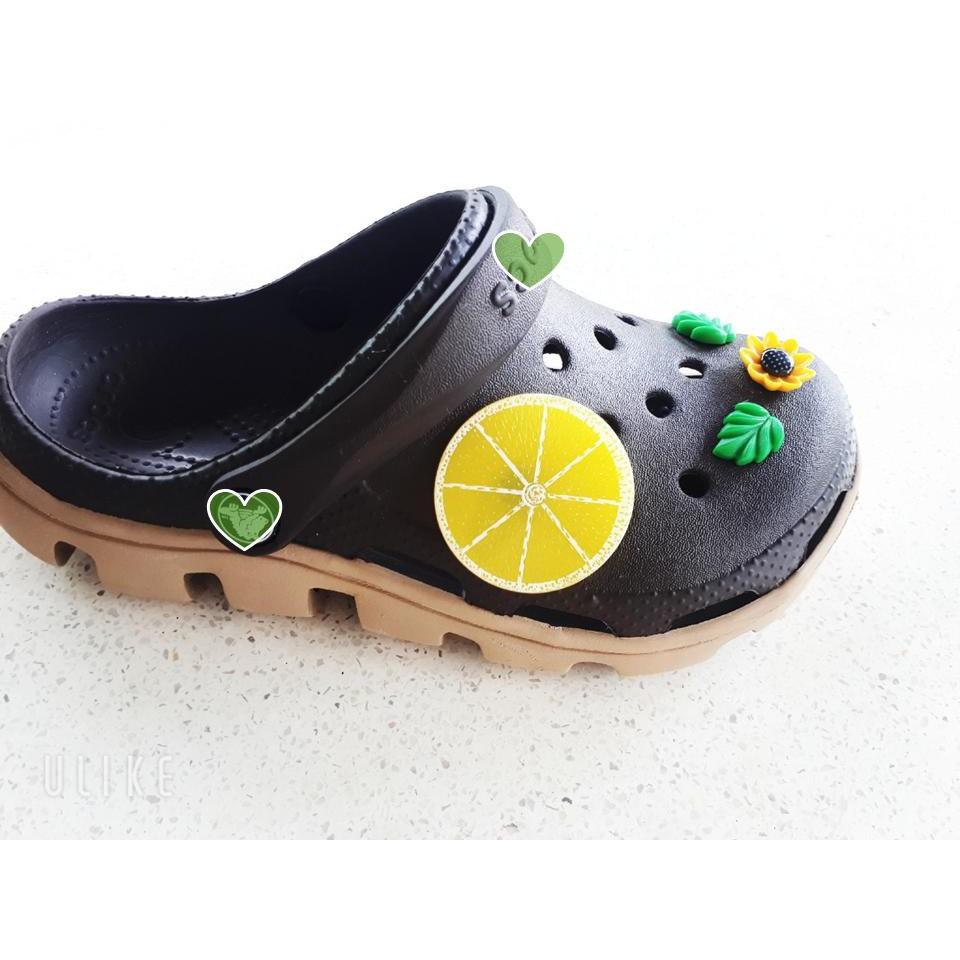 Sticker 3D đá Lát cam, chanh, kiwi, dâu lớn - Nút gắn dép cá sấu