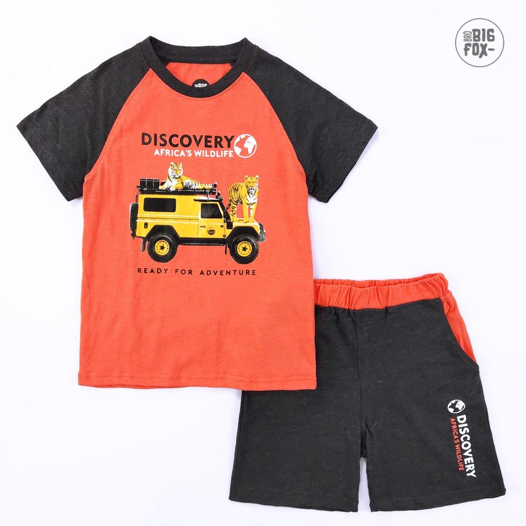 Bộ Cộc Tay Bé Trai Bigfox Size Đại, Bộ Cotton Trẻ Em Mùa Hè In Ô tô DISCOVERY 3-11