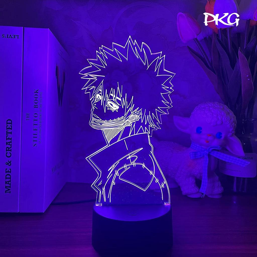 Đèn Ngủ Led 3D Hình Dabi Học Viện Anh Hùng Manga Quà Tặng Trang Trí cảm ứng có Điều khiển từ xa nháy sáng 16 màu