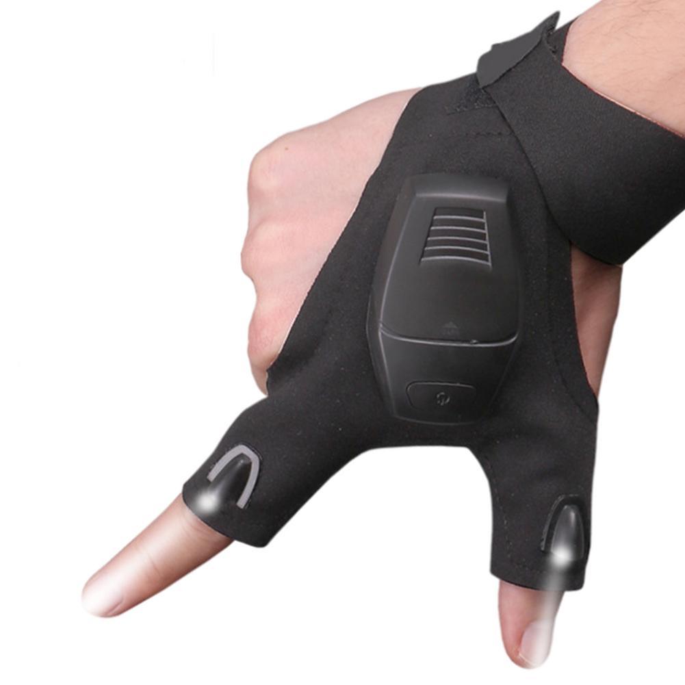 Night Light Waterproof Fishing Gloves with LED Flashlight Rescue Tools Outdoor Gear Supplies CyclingDurable Fingerless Gloves