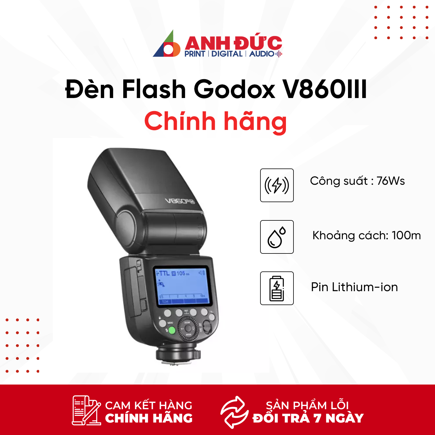 Đèn Flash Speedlite Godox V860 III - Hàng chính hãng